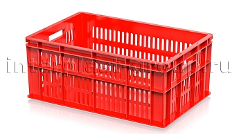 Ящик для молока, мяса, овощей и фруктов большая перфорация дно сплошное красный в Уссурийске
