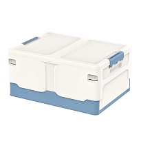 Ящик пластиковый складной белый, дно синее, 480х360х240 мм в Уссурийске