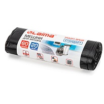 Мешки для мусора 60 л, черные, в рулоне 20 шт., ПНД, 10 мкм, 700х600 мм, LAIMA, 601381 в Уссурийске