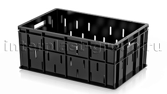 Ящик для молока, мяса, овощей и фруктов малая перфорация дно сплошное черный в Уссурийске