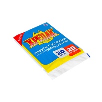 Мешки для мусора 20 л, с ручками, черные, в пачке 20 шт., ПНД, 10 мкм, 550х440 мм, Крепак, 4607075710085 в Уссурийске