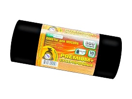 Мешки для мусора 300 л, черные, в рулоне 10 шт., ПВД 70 мкм, 1400х1000 мм, PREMIUM+, 30010160 в Уссурийске Мешки для мусора 300 л, черные, в рулоне 10 шт., ПВД 70 мкм, 1400х1000 мм, PREMIUM+, 30010160 в Уссурийске