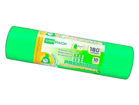 Мешки для мусора 180 л, ароматизированные, зеленые, в рулоне 10 шт., ПВД, 35 мкм, 1100х930 мм, PREMIUM+, 180105301 в Уссурийске