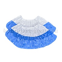 Бахилы бело-синие 1000 шт (500 пар), 48 мкм, двойная подошва, с одной резинкой, Эконом+ в Уссурийске