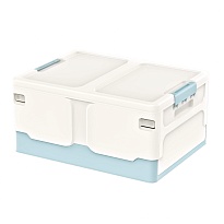 Ящик пластиковый складной белый, дно голубое, 480х360х240 мм в Уссурийске
