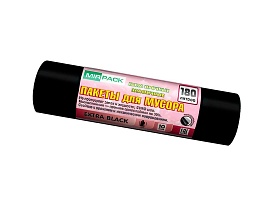 Мешки для мусора 180 л, ароматизированные, черные, в рулоне 10 шт., ПВД, 50 мкм, 1100х930 мм, EXTRA black, 18008301 в Уссурийске