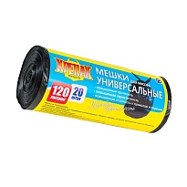 Мешки для мусора 120 л, черные, в рулоне 20 шт., ПНД, 15 мкм, 1100х700 мм, Крепак, 4607075710207 в Уссурийске Мешки для мусора 120 л, черные, в рулоне 20 шт., ПНД, 15 мкм, 1100х700 мм, Крепак, 4607075710207 в Уссурийске
