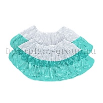 Бахилы бело-бирюзовые 1000 шт (500 пар), 48 мкм, двойная подошва, с одной резинкой, Эконом+ в Уссурийске