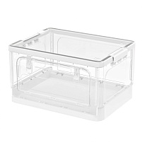 Ящик пластиковый складной прозрачный, дно белое, 490х360х280 мм, с колесиками в Уссурийске