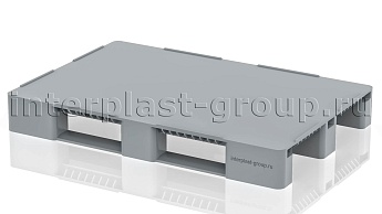 Поддон пластиковый сплошной (усилен 2 трубами) с бортиками серый в Уссурийске Поддон пластиковый сплошной (усилен 2 трубами) с бортиками серый в Уссурийске