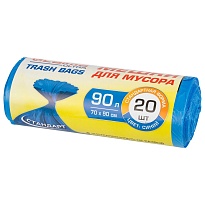 Мешки для мусора 90 л, синие, в рулоне 20 шт., ПНД, 14 мкм, 900х700 мм, LAIMA ULTRA, 607693 в Уссурийске Мешки для мусора 90 л, синие, в рулоне 20 шт., ПНД, 14 мкм, 900х700 мм, LAIMA ULTRA, 607693 в Уссурийске