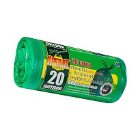 Мешки для мусора 20 л, биоразлагаемые, с ручками, черные, в рулоне 30 шт., ПНД, 10 мкм, 550х440 мм, Крепак, 4607075710047 в Уссурийске