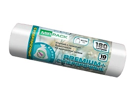 Мешки для мусора 180 л, ароматизированные, белые, в рулоне 10 шт., ПВД, 35 мкм, 1100х930 мм, PREMIUM+, 180105302 в Уссурийске