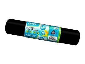 Мешки для мусора 240 л, черные, в рулоне 10 шт., ПВД 80 мкм, 1300х930 мм, EXPORT, exp 24010167 в Уссурийске