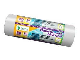 Мешки для мусора 60 л, белые, в рулоне 20 шт., ПНД, 7 мкм, 700х600 мм, MIRPACK Classik, 602052 в Уссурийске