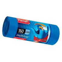 Мешки для мусора 160 л, с ушками, синие, в рулоне 10 шт., ПВД, 30 мкм, 1250х900 мм, PACLAN Multitop, 604064 в Уссурийске