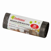 Мешки для мусора 30 л, черные, в рулоне 20 шт., ПНД, 5 мкм, 550х470 мм, Любаша эконом, 605329 в Уссурийске Мешки для мусора 30 л, черные, в рулоне 20 шт., ПНД, 5 мкм, 550х470 мм, Любаша эконом, 605329 в Уссурийске