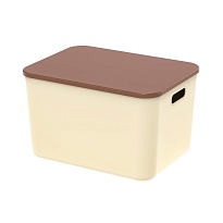 Ящик пластиковый вкладываемый бежевый с коричневой крышкой 410х305х245 мм в Уссурийске Ящик пластиковый вкладываемый бежевый с коричневой крышкой 410х305х245 мм в Уссурийске