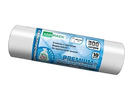 Мешки для мусора 300 л, белые, в рулоне 10 шт., ПВД 70 мкм, 1400х1000 мм, PREMIUM+, 300101602 в Уссурийске