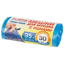 Мешки для мусора 35 л, с ушками, синие, в рулоне 30 шт., ПНД, 11 мкм, 650х500 мм, LAIMA ULTRA, 607684 в Уссурийске