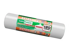 Мешки для мусора 120 л, белые, в рулоне 10 шт., ПНД, 14 мкм, 1100х700 мм, EXTRA, ex1201803 в Уссурийске