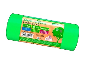 Мешки для мусора 180 л, ароматизированные, биоразлагаемые, зеленые, в рулоне 10 шт., ПВД, 40 мкм, 1300х930 мм, PURE ECOLOGY, bio1801081 в Уссурийске Мешки для мусора 180 л, ароматизированные, биоразлагаемые, зеленые, в рулоне 10 шт., ПВД, 40 мкм, 1300х930 мм, PURE ECOLOGY, bio1801081 в Уссурийске