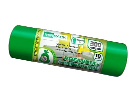 Мешки для мусора 300 л, зеленые, в рулоне 10 шт., ПВД 70 мкм, 1400х1000 мм, PREMIUM+, 300101601 в Уссурийске Мешки для мусора 300 л, зеленые, в рулоне 10 шт., ПВД 70 мкм, 1400х1000 мм, PREMIUM+, 300101601 в Уссурийске