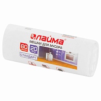 Мешки для мусора 60 л, белые, в рулоне 20 шт., ПНД, 7 мкм, 680х580 мм, LAIMA, 605539 в Уссурийске