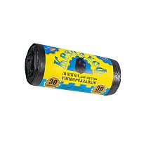 Мешки для мусора 30 л, с ушками, черные, в рулоне 30 шт., ПНД, 8 мкм, 580х460 мм, Крепакоф, 4607075710238 в Уссурийске