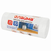 Мешки для мусора 35 л, белые, в рулоне 30 шт., ПНД, 6 мкм, 550х480 мм, LAIMA, 605538 в Уссурийске