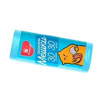 Мешки для мусора 30 л, синие, в рулоне 30 шт., ПНД, 5 мкм, 560х480 мм, Эконом, МЭ3841 (ПМ-30-30) в Уссурийске